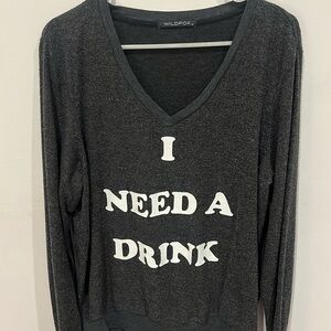 WildFox I Need A Drink Sweatshirt | Wild Fox Sweatshirt | Gray Sweater